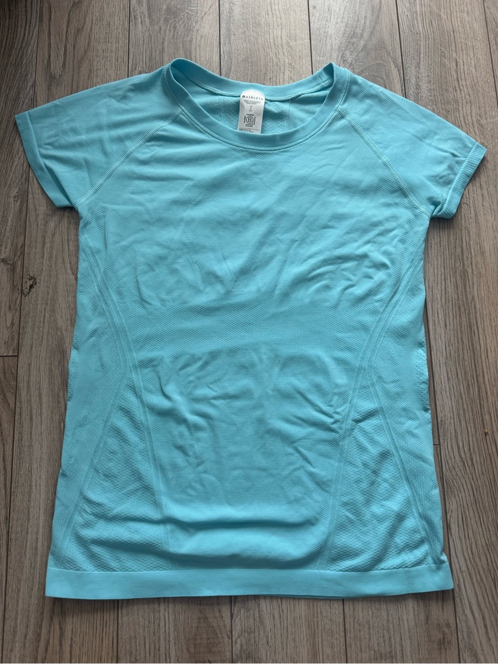 Athleta Aqua Blue Short Sleeve Performance Tee